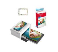 AGFA PHOTO Pack Imprimante Realipix Moments + Cartouches et papiers 40 photos + Joli cadre magnetique - Impression Bluetooth Photo 10x15 cm, iOS et Android, 4Pass Sublimation Thermique - Blanc