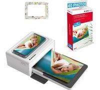 AGFA PHOTO Pack Imprimante Realipix Moments + Cartouches et papiers 40 photos + Joli cadre magnetique - Impression Bluetooth Photo 10x15 cm, iOS et Android, 4Pass Sublimation Thermique - Blanc