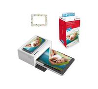 AGFA PHOTO Pack Imprimante Realipix Moments + Cartouches et papiers 80 photos + Joli cadre magnétique - Impression Bluetooth Photo 10x15 cm, iOS et Android, 4Pass Sublimation Thermique - Blanc