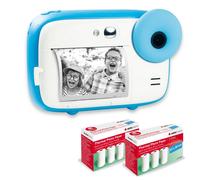 AgfaPhoto Pack Realikids Instant Cam + 6 Rouleaux Papier Thermique ATP3WH supplémentaires - Appareil Photo Instantané Enfant, Ecran LCD 2,4', Batterie Lithium, Miroir Selfie et Filtre Photo - Bleu