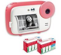 AGFA PHOTO Pack Realikids Instant Cam + 6 rouleaux Papier Thermique ATP3WH supplementaires - Appareil Photo Instantane Enfant, Ecran LCD 2,4', Batterie Lithium, Miroir Selfie et filtre photo - Rose Ro