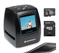 AgfaPhoto Pack Scanner Numérique Realiview AFS100 + 1 Carte SD 32GB - Scanner de Films, Négatifs 35mm/135 et Diapositives (10MP, Écran LCD 2.4'') - Noir