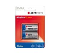 AgfaPhoto 110-802626 : Lot de 2 Piles Alcalines C 1.5V, Usage Unique, Format Cylindrique, Conditionnement Blister