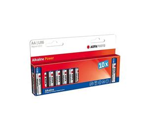 AgfaPhoto 110-803951 : Pile Alcaline AA 1.5V, Batterie à Usage Unique, Pack de 10, Format Cylindrique, Type d'emballage Blister, Couleur Bleu/Gris