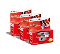 AgfaPhoto 601020 - Appareil Photo Jetable LeBox Flash, 27 Photos, Objectif Optique 31 mm - Gris et Rouge
