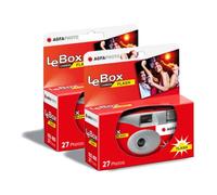 AgfaPhoto 601020 - Appareil Photo Jetable LeBox Flash, 27 Photos, Objectif Optique 31 mm - Gris et Rouge