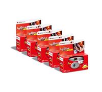 AgfaPhoto 601020 - Appareil Photo Jetable LeBox Flash, 27 Photos, Objectif Optique 31 mm - Gris et Rouge