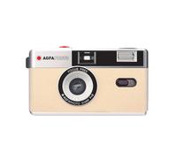 AGFAPHOTO - Appareil Photo Argentique 35mm - Objectif 31 mm F9, Flash Intégré, Mise au Point Fixe, Compatible Pellicules ISO 200/400/800 - Étui et Dragonne Inclus - Beige