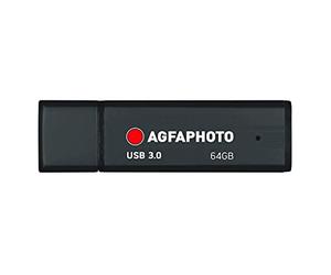 AGFAPHOTO Clé USB 3.0 64 Go Modèle 10571 Lecture 80 Mo/s | Noir, Compatible PC Mac TV Autoradio, Format Compact, Branchement Plug And Play