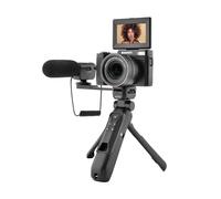 AGFAPHOTO Kit Vlogging VLG-4K - Caméra 4K 24MP, Zoom Optique 8X, écran LCD 3", capteur CMOS, trépied powerbank, Micro, télécommande, Micro SD 32Go Incluse, Batterie Lithium - Noir