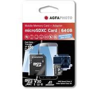 AgfaPhoto Carte MicroSDXC 64 Go UHS‑I Pro Haute Vitesse U3 V30 A1