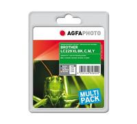 AgfaPhoto Multi pack - Pack de 4 - noir, jaune, cyan, magenta - compatible - remanufacturé - cartouche d'encre (alternative pour : Brother LC-225XLC,