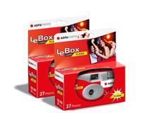 AgfaPhoto Appareil photo jetable LeBox Flash 601020 – 27 photos, objectif 31 mm – Pack 2x Gris/Rouge