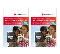 AgfaPhoto Cartes Mémoire Micro SDHC 10581 - Pack de 2 - 32GB + 32GB - Noir