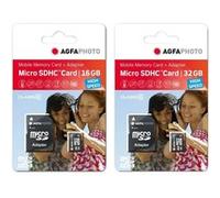 AgfaPhoto Pack 2 cartes mémoire microSDHC - Capacité totale 16GB + 32GB - Noir - Noir