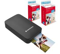 AgfaPhoto - Pack Imprimante Realipix Mini P + Cartouches et Papiers AMC pour 100 Photos - Imprimante Photo Format 5,3 x 8,6 cm Via Bluetooth - Sublimation Thermique 4Pass - Noir
