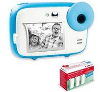 AGFA Photo Pack Realikids Instant Cam + 3 Rouleaux Papier Thermique ATP3WH supplémentaires - Appareil Photo Instantané Enfant, Ecran LCD 2,4', Batterie Lithium, Miroir Selfie et Filtre Photo - Bleu