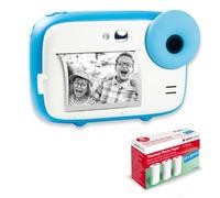 AGFA PHOTO Pack Realikids Instant Cam + 3 rouleaux Papier Thermique ATP3WH supplementaires - Appareil Photo Instantane Enfant, Ecran LCD 2,4', Batterie Lithium, Miroir Selfie et filtre photo - Bleu
