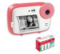 AGFA PHOTO Pack Realikids Instant Cam + 3 rouleaux Papier Thermique ATP3WH supplémentaires - Appareil Photo Instantané Enfant, Ecran LCD 2,4', Batterie Lithium, Miroir Selfie et filtre photo - Rose