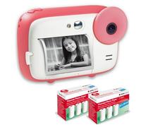 AGFA PHOTO Pack Realikids Instant Cam + 6 rouleaux Papier Thermique ATP3WH supplementaires - Appareil Photo Instantane Enfant, Ecran LCD 2,4', Batterie Lithium, Miroir Selfie et filtre photo - Rose Ro
