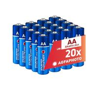 AgfaPhoto Piles AA Alcalines Plus LR6 (1,5V, Lot de 20) - Longue Durée de Vie - Idéales pour Télécommandes, Jouets, Appareils Photo et Plus - Performance Fiable et Constante