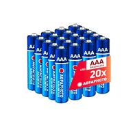 AgfaPhoto Piles alcalines Plus AAA LR03 1,5 V – Lot de 20, longue durée de vie, conservation 7 ans