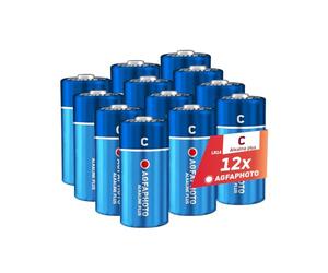 AgfaPhoto Piles Alcalines Plus C LR14 1.5V Lot de 12, Longue Durée De Vie, Idéales Appareils Ménagers Lampes Jouets et Plus, Performance Fiable, Conservation 7 Ans