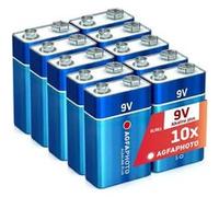 AgfaPhoto Piles alcalines 9V (6LR61) – Lot de 10, longue durée de vie, conservation 7 ans
