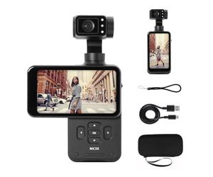 AgfaPhoto Realimove MC3X Camera Vlog Action Stabilisation 3 Axes | Noir, Ecran Tactile Rotatif 3.5 Pouces, Ultra HD 4K, Capteur SONY IMX317, Gimbal 3 Axes, Suivi Du Visage, Wifi, Voyage
