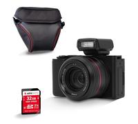 AgfaPhoto Realishot C130 - Appareil Photo Numérique Compact 16 MP avec Capteur CMOS, Écran Tactile LCD 2,8 , Stabilisation d'Image, Autofocus, Zoom, Batterie Rechargeable + Carte SD 64Go + Étui - Noir