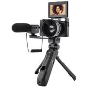 AgfaPhoto Realishot VLG-4K Kit Vlogging - Caméra 24MP, Vidéo 4K, Ecran LCD 3'', Zoom Numérique 16X, Capteur CMOS, Batterie Lithium - Noir