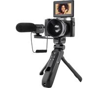 AgfaPhoto Realishot VLG-4K Kit Vlogging - Caméra 24MP, Vidéo 4K, Ecran LCD 3'', Zoom Numérique 16X, Capteur CMOS, Batterie Lithium - Noir