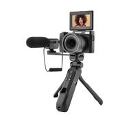AGFAPHOTO Kit Vlogging VLG-4K - Caméra 4K 24MP, Zoom Optique 8X, écran LCD 3", capteur CMOS, trépied powerbank, Micro, télécommande, Micro SD 32Go Incluse, Batterie Lithium - Noir