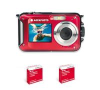 AgfaPhoto Realishot WP8000 - Appareil Photo Numérique Compact étanche - 2 Batteries + Dragonne Flottante Incluse- Rouge