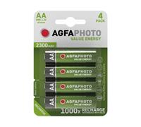 Agfaphoto 131802718 Pack de 4 Piles AA Rechargeable 2300 mAh Gris/Argent