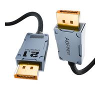 AGFINEST 16K Câble DisplayPort 2.1 80Gbps, [Certifié VESA] Câble DP2.1 UHBR20 HDR10+ DSC1.2a 16K@60Hz/8K@120Hz/4K@240Hz pour PC TV Moniteur Ryzen7900 FreeSync G-Sync (2M)