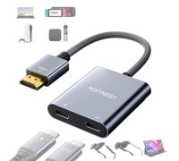 AGFINEST Adaptateur HDMI vers USB-C pour Lunettes AR, 4K@60Hz/2K@120Hz | Unidirectionnel Source HDMI vers Écran USB-C, pour PS5/Xbox/Switch/PC vers XREAL/Rokid/RayNeo/Viture, Nylon Tressé& Aluminium