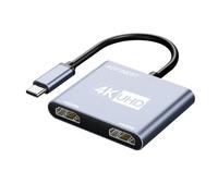 AGFINEST Adaptateur USB-C vers Double HDMI 4K@60Hz - Splitter pour Deux Écrans Extension/Miroir pour MacBook, iPad, iPhone 15/16/17, Dell XPS, ThinkPad, Surface, Galaxy S24/S25, Steam Deck, ROG Ally