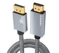 AGFINEST Câble Adaptateur DisplayPort 1.4 vers HDMI 2.1-8K@60Hz/4K@240Hz Unidirectionnel Source DisplayPort vers Écran HDMI, HDR HDCP DSC pour TV, Projecteur, Moniteur, AMD NVIDIA Graphics