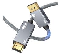 AGFINEST Câble DisplayPort 1.4 vers HDMI 1m - 8K@60Hz 4K@240 Hz, Unidirectionnelle Source DP1.4 vers Écran HDMI2.1, VRR/HDR/HDCP 2.3/DSC 1.2 pour Laptop/PC/Carte Graphique vers Moniteur/TV/Projecteur