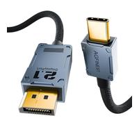 AGFINEST Câble USB C vers DisplayPort 2.1,Type C DP2.1 Certifié VESA, 16K@30Hz 8K@120Hz 4K@240Hz, Thunderbolt 4/3 vers DP 80Gbps Compatible avec MacBook Pro, iPhone 16/15 Plus Pro, iPad,Moniteur(2M)