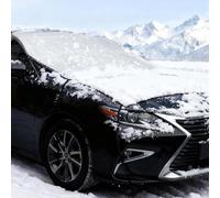 AggAuto Housse universelle pour pare-brise de voiture pour la glace et la neige, demi couverture de capot de voiture, protection contre le gel d'hiver, protection d'isolation thermique, argenté