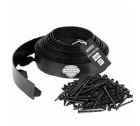 AggFencer 10cm x 15,2m Bordure de Jardin Souple Noire en Plastique, sans Tranchée avec 92 Ancres de Sol, Bordure pour Aménagement Paysager, Parterre de Fleurs, Jardin, Pelouse, Cour, Herbe