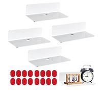 aghoer 4 Pièces Etagere sans Percer, Etagere Murale Blanche 23 cm, étagère Murale sans Perçage pour Chambre, Salon, Salle de Bain, Cuisine, Bureau