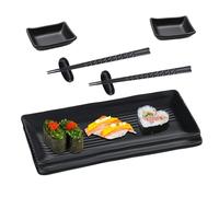 aghoer Vaisselle Japonaise en Melaminé pour Sushi, 8pcs Comprend 2 Assiettes Japonaises, 2 Baguettes Japonaises, 2 Base de Baguettes et 2 Bols à Sauce - Japonais Accessoire set, Pour deux personnes