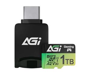 AGI TF138 1 to Carte Mémoire MicroSDXC UHS-I U3 V30 A2 avec Adaptateur | Vitesse 170Mo/s. Kit 3 en 1 comprend adaptateur SD et lecteur. Pour drone, dashcam, appareil photo, Switch