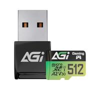 AGI TF138 512 Go Carte Mémoire MicroSDXC avec Adaptateur et Lecteur USB