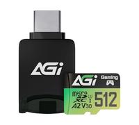 AGI TF138 512 Go Carte Mémoire MicroSDXC UHS-I U3 V30 A2 avec Adaptateur