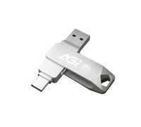 AGI UE138A 128Go Clé USB, Double Connecteurs avec USB Type-C et Type-A réversibles, USB 3.2 Mémoire Stick, Stockage Données Pendrive avec Une Vitesse de Transfert de données allant jusqu'à 120 Mo/s