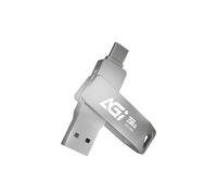 AGI UE138A Clé USB 3.2 Dual Drive 256Go, Clé USB-C et Type-A 2-en-1 Métallique Pivotante, Jusqu'à 120 Mo/s, Clé USB Type C Compatible avec iPhone 15/16 Pro, Samsung, MacBook, PC, Android